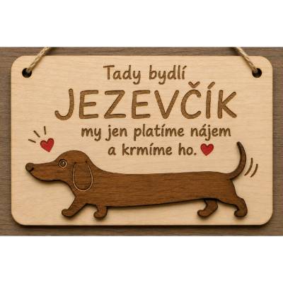 Dekorace z Řečice Jezevčík dřevěná cedulka hnědý 15×10cm