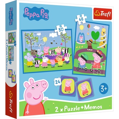 Trefl Sada 3v1 Šťastné chvíle s prasátkem Pepinou 2x puzzle + pexeso