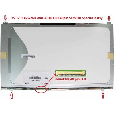 LTN156AT19-C01 LCD 15.6" 1366x768 WXGA HD LED 40pin Slim DH Special display displej matný povrch