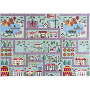 Multidecor Детски килим STELLA STREETS 100x150 cm тюркоаз/град (MU0263)