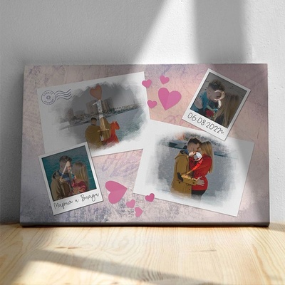 Art Gift Decor Картина от канава - Любовен колаж
