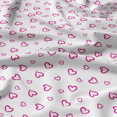 Bavlnená látka, vzor srdiečka Růžové , farba biela, metráž 160 cm