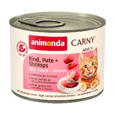 Výhodné balenie animonda Carny Adult 12 x 200 g - Hovädzie, morčacie & krevety
