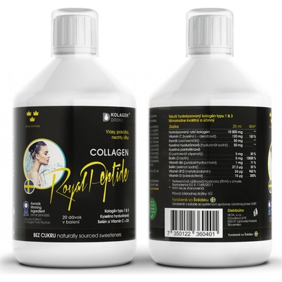 KolagenDrink Collagen royal peptide hydrolyzovaný rybí kolagén bez cukru 500 ml