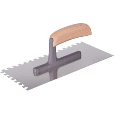 Hladítko nerez, zub 8x8 mm, 270 mm, dřevěná rukojeť s polyamidovou patkou