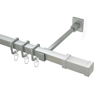 OK-GarnýžeCZ - Garnýž kovová hranatá jednořadá 20x20mm Zanotti satina 180 cm do stěny / na tunýlek - bez kroužků