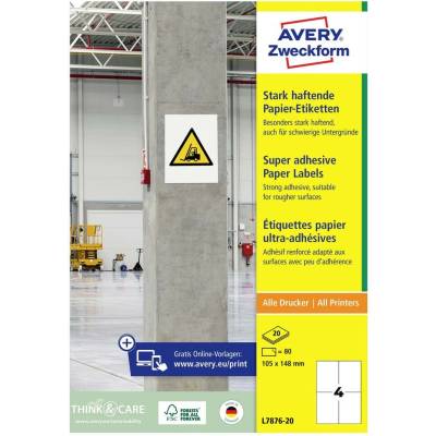Avery-Zweckform L7876-20 Etikety lepící 105 x 148 mm papír bílá 80 ks