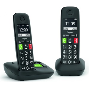 Gigaset Телефон с големи бутони Gigaset E290A Duo, със секретар черен (L36852-H2921-B101) Телефонни апарати