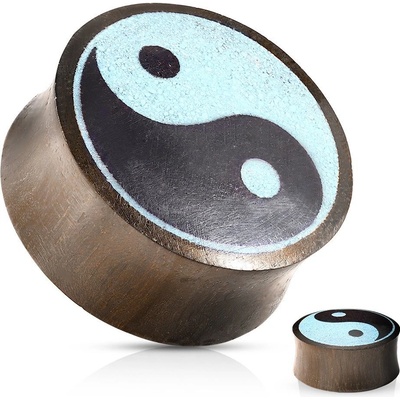 Šperky4U sono wood plug do ucha jing-jang PL01276-12