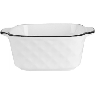 Clayre & Eef Bílá keramická miska s oušky a černým okrajem 15 x 12 x 5 cm 400 ml