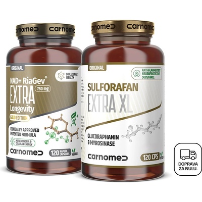 CarnoMed NAD+ RiaGev EXTRA Longevity 120 kapsúl + Sulforafan EXTRA XL 120 kapsúl