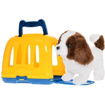 Mikro Плюшено кученце 19см ходещо и лаещо с транспортна кутия