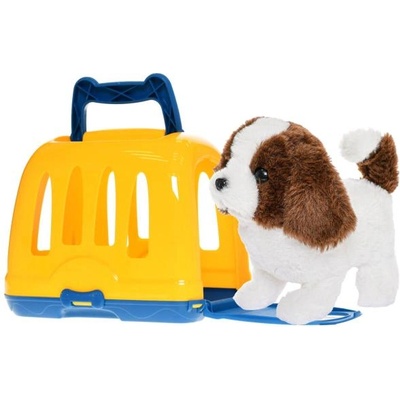 Mikro Плюшено кученце 19см ходещо и лаещо с транспортна кутия