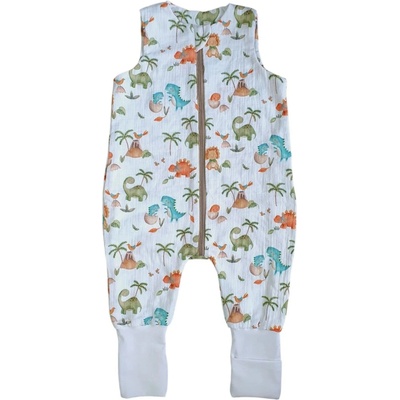 ESITO Mušelínový spací pytel s nohavicemi Dino baby bílá