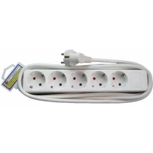 ETC Разклонител ETC - 15-031, 5 гнезда, 3 m, бял (15-031)
