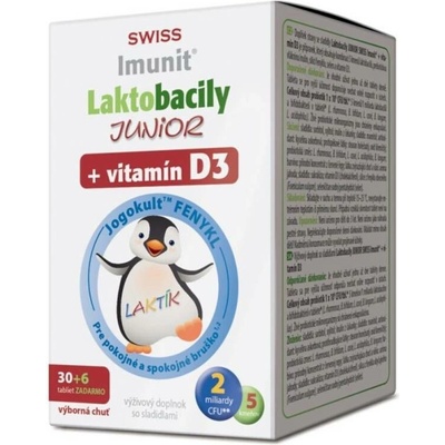 Swiss Imunit Junior laktobacily a vitamín D3 36 tablet