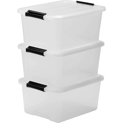 Iris Ohyama Iris Top Box sada 3 ks úložné boxy 15 l průhledné s víkem