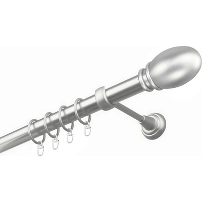 OK-GarnýžeCZ Garnýž kovová jednořadá 25mm Belluno satina 190 cm do stěny / kroužky s háčkem