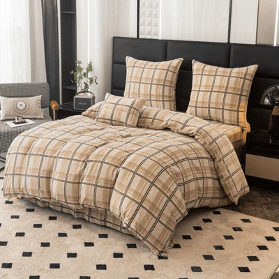 Textilomanie Povlečení mikroplyš PLAID krémové 2 ks 70x90 | 200x220