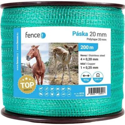 VNT electronics s.r.o. Páska pro elektrický ohradník, šířka 20 mm, zelená, délka 200 m