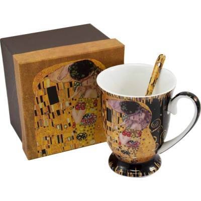 HOME ELEMENTS Hrnček se lyžičkou Klimt Bozk čierny 280 ml