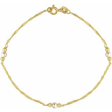 Silvego Zlatý náramok Singapur zo žltého zlata so zlatými korálkami a prírodnou perlou 1,2 mm FNN1142BGY