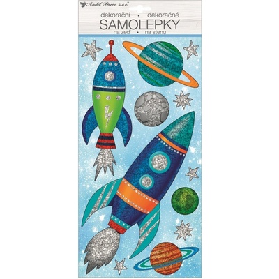 Anděl Samolepící dekorace 15109 40 x 18 cm, hologramové rakety