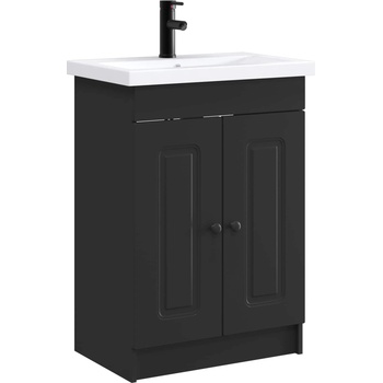vidaXL Комплект мебели за баня Черно 56 x 37, 5 x 81 см (3404165)