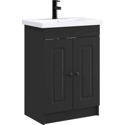 vidaXL Комплект мебели за баня Черно 56 x 37, 5 x 81 см (3404165)