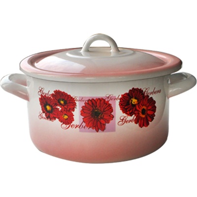 24 см (5, 7 л. ) плитка емайлирана тенджера с метален капак разцветка Гербери