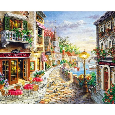 Елмазен Гоблен "Крайбрежната улица" - 40 x 50 см, Кръгли мъниста
