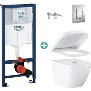 GROHE Комплект казанче Grohe Rapid SL с капак Skate Cosmopolitan и тоалетна чиния Grohe Euro Ceramic Triple Vortex с капак с плавно затваряне (38772001+39328000+39330002)