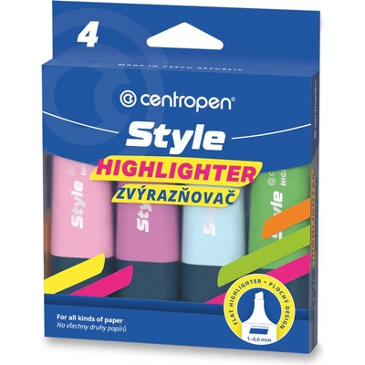 Centropen Highlighter Style 6252 Soft sada 4 pastelových barev