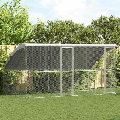vidaXL Klec na kuřata 2 ks 400 × 200 × 200 cm pozinkovaná ocel stříbrná 9799.3368314