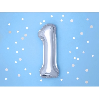 FB10M-1-018 Fóliový balón stříbrný číslo 35 cm 1