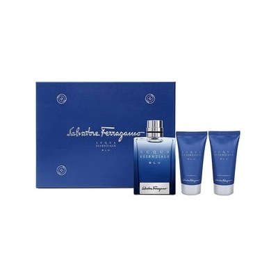 Salvatore Ferragamo Acqua Essenziale Blu EDT 100 ml + 50 ml sprchový gél + 50 ml balzam po holeni darčeková sada