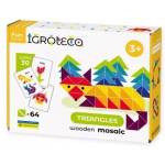 IGROTECO Дървен мозаечен пъзел с триъгълници - 64 части