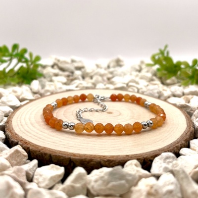 Certom stříbrný náramek aventurín oranžový fasetovaný 0197