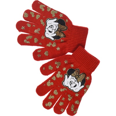 Dievčenské rukavice Disney Minnie Srdce červené
