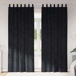 Pure Line Home Кадифени завеси в цвят черен с текстилни гайки (уши), 2 бр. , 140 x 245 см