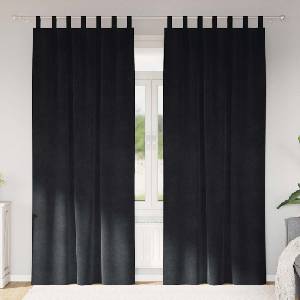 Pure Line Home Кадифени завеси в цвят черен с текстилни гайки (уши), 2 бр. , 140 x 245 см