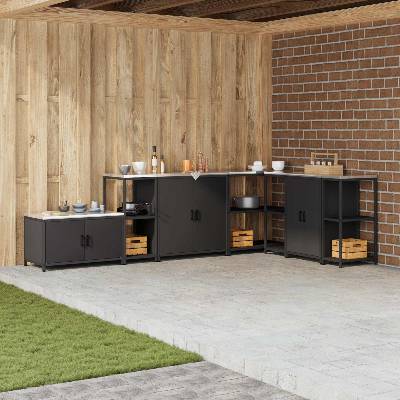 vidaXL Съхранение в кухнята HATTEM Черно 40 x 50 x 92 см Стомана (874968)