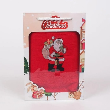 Image 1 of Коледна хавлиена кърпа в червено с Дядо Коледа