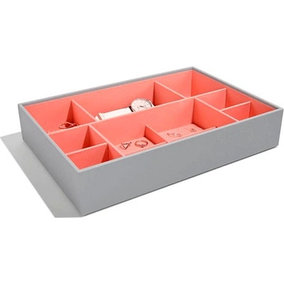 Stackers Patro šperkovnice šedá korálově Jewellery Box Layers Supersize červená