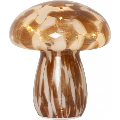 STAR TRADING Svítící LED dekorace Funghi Brown Glass 17 cm hnědá barva sklo – Sleviste.cz