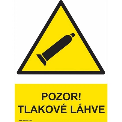 Walteco Pozor! Tlakové láhve (žlutá) 210x297mm, formát A4, samolepka , 20037