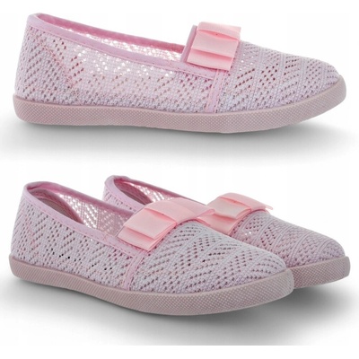 Detské čipkované baleríny s mašľou 6216