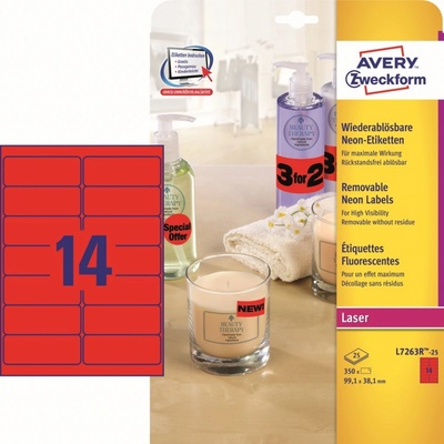Avery Zweckform 25 listů, A4, červené L7263R-25