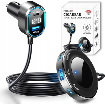 Feegar CigaRear Rozdvojka Do Autozapaľovača 12-24V 5USB 116W