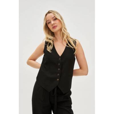 Moodo Жилетка с примес от лен черна Moodo Moodo | Cheren | ЖЕНИ | XS